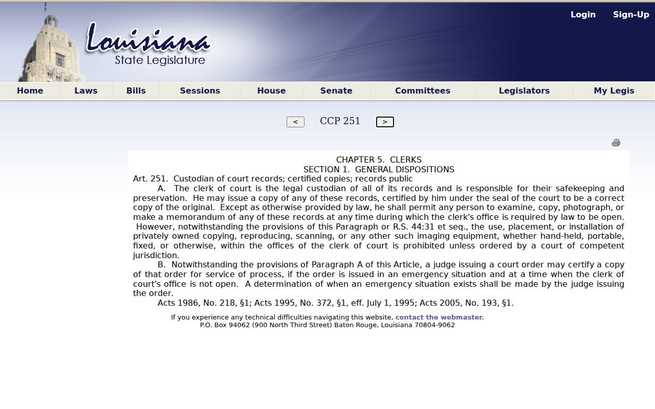 Catahoula Parish criminal court cases public access statute