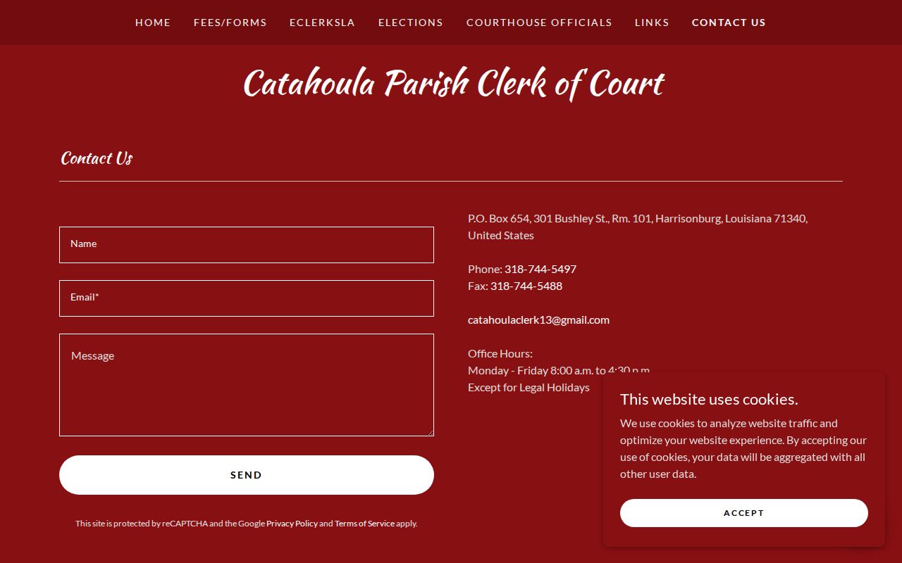 Catahoula Parish criminal history courthouse contact information