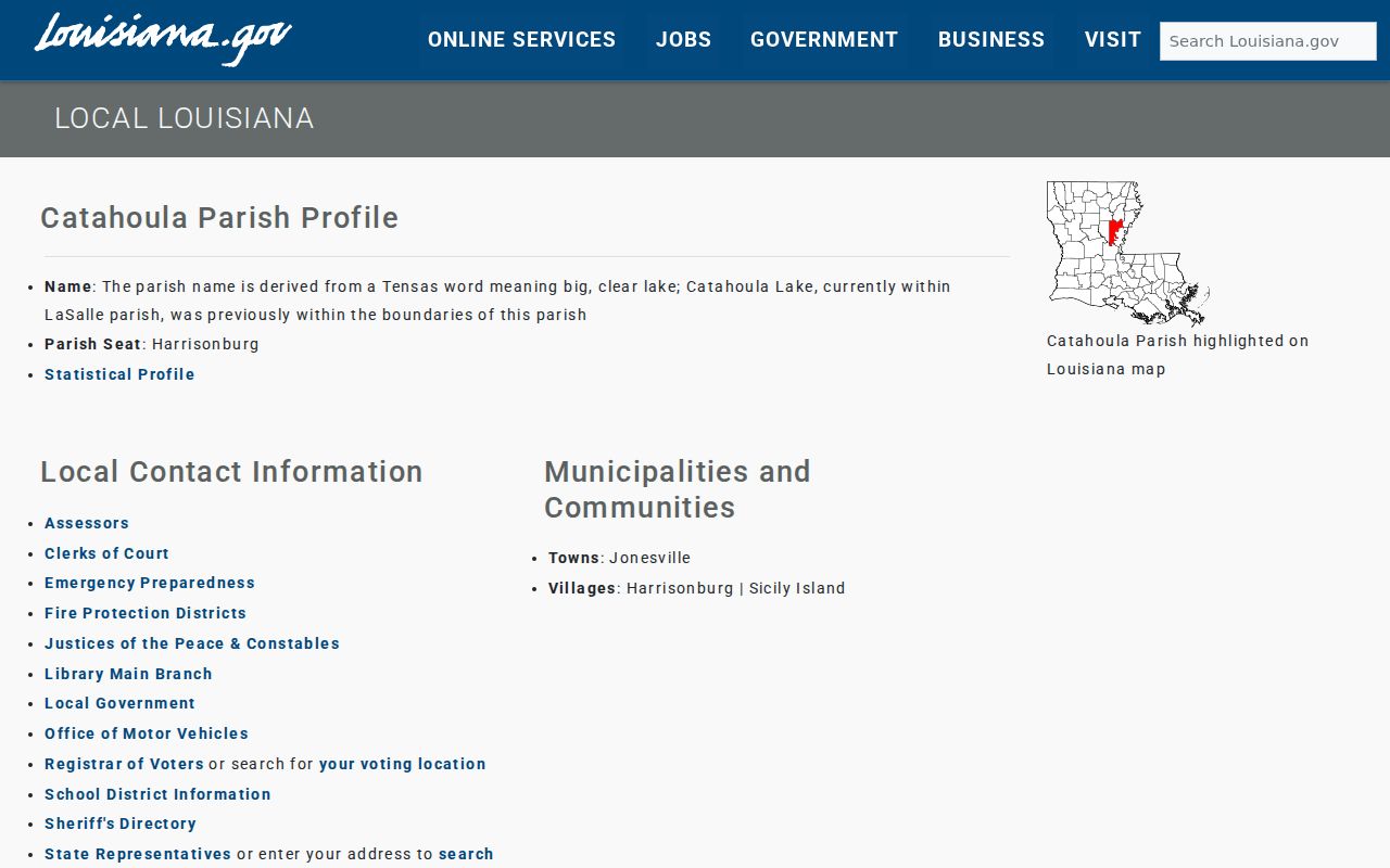 Catahoula Parish criminal history official parish profile