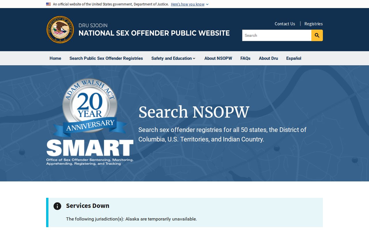 Catahoula Parish sex offender check through national NSOPW search