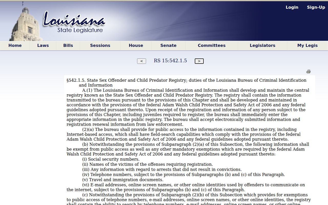 Catahoula Parish sex offender registry public fields and alerts
